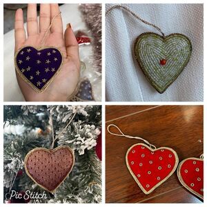 Set of 10 Red/Purple Beaded Valentines Tree Ornaments